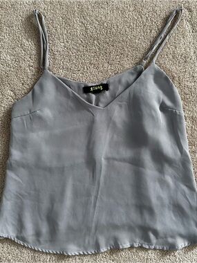 Light Gray V-Neck Adjustable Spaghetti Strap Cami Top